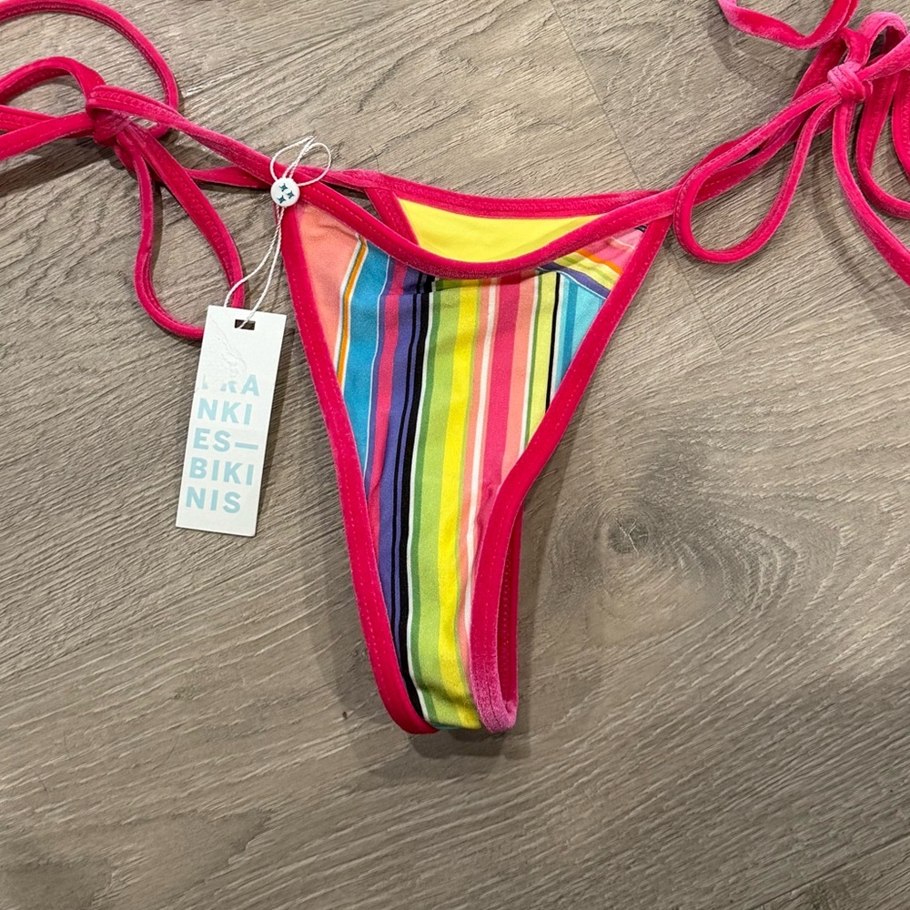 BNWT Frankie's Bikinis Hazel Shine Bikini Bottom in Rainbow Swirl